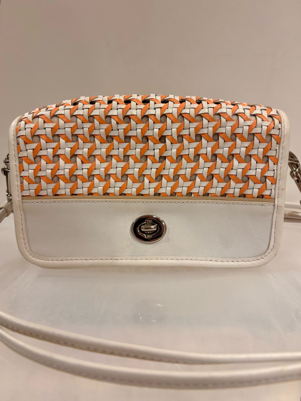 Coach Legacy Penny Caning Woven Crossbody Bag coral/Orange RARE